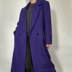 vintage indigo blue / purple long wool coat Pit -...